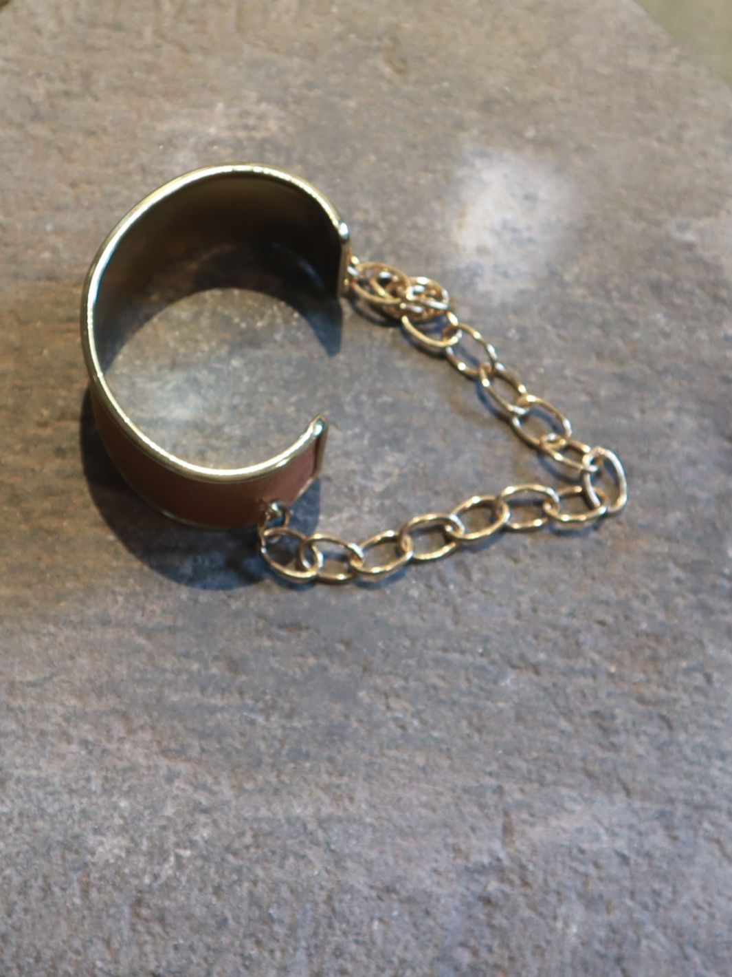 Adjustable Plant Leather Sepia Luxe Cuff Bracelet