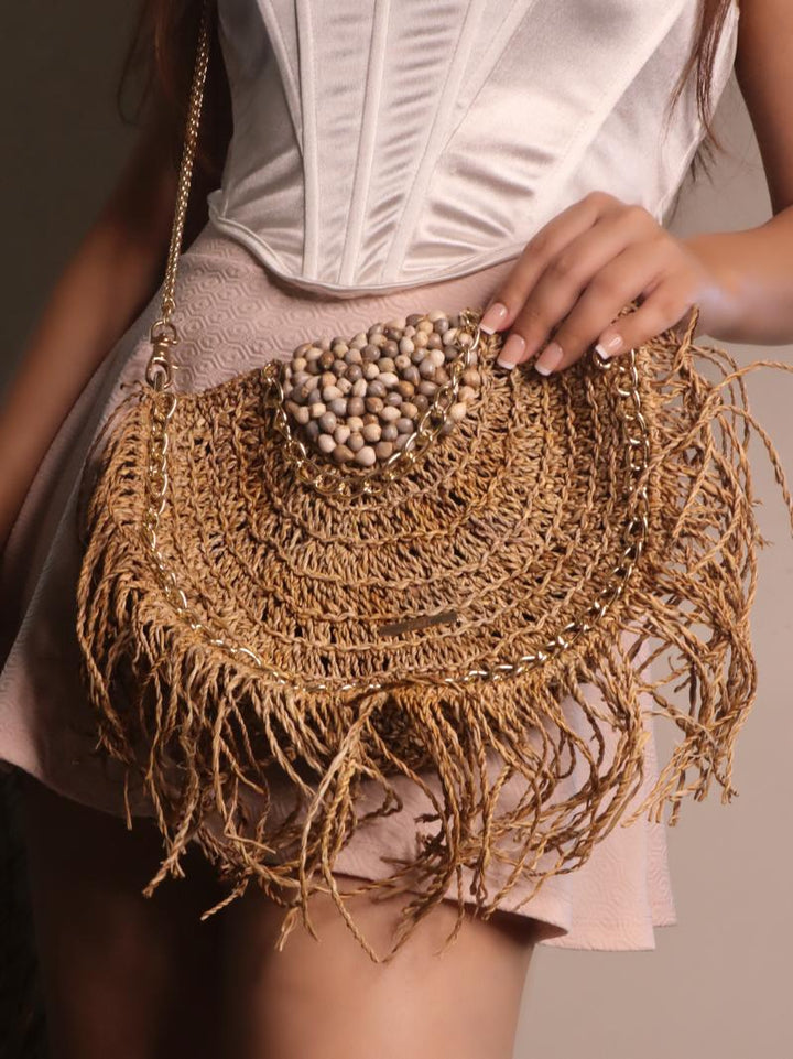 Sunkissed Sling: Woven Banana Bark Bag