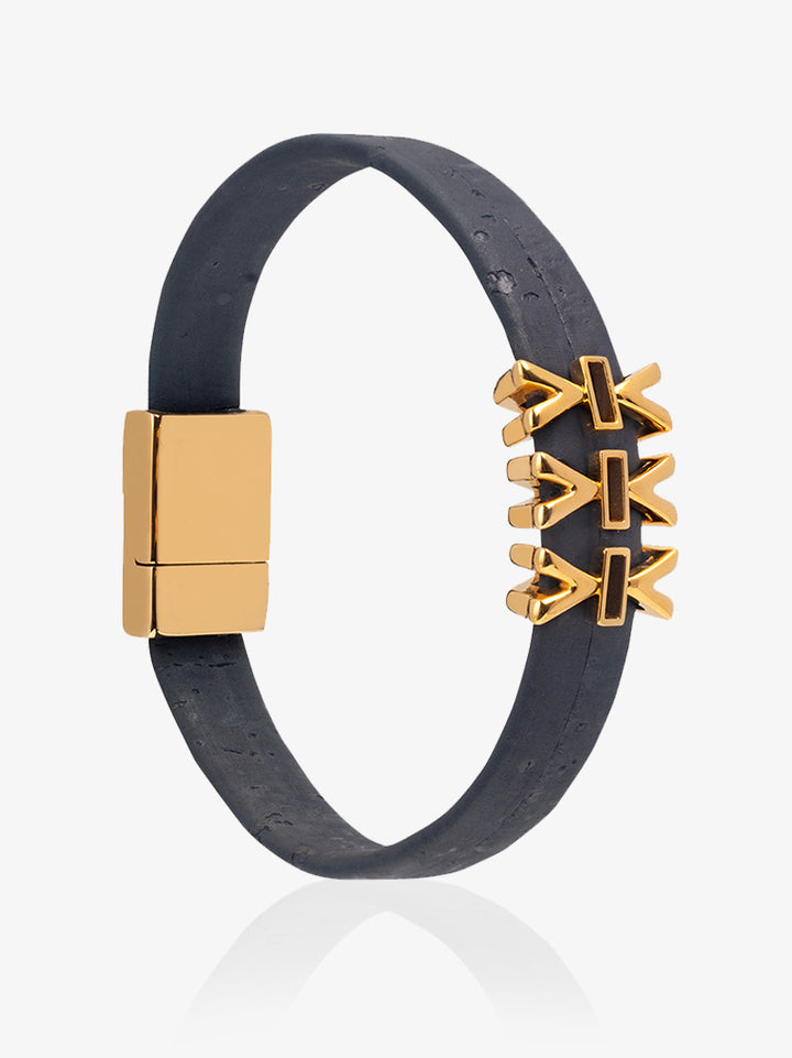 Arctic Cross Cork Bracelet Reversible in Navy Blue and Gold