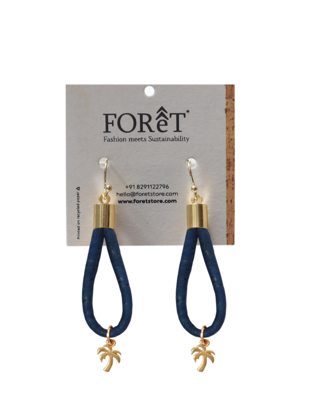 Coconut Palm Tree Earring in Cork