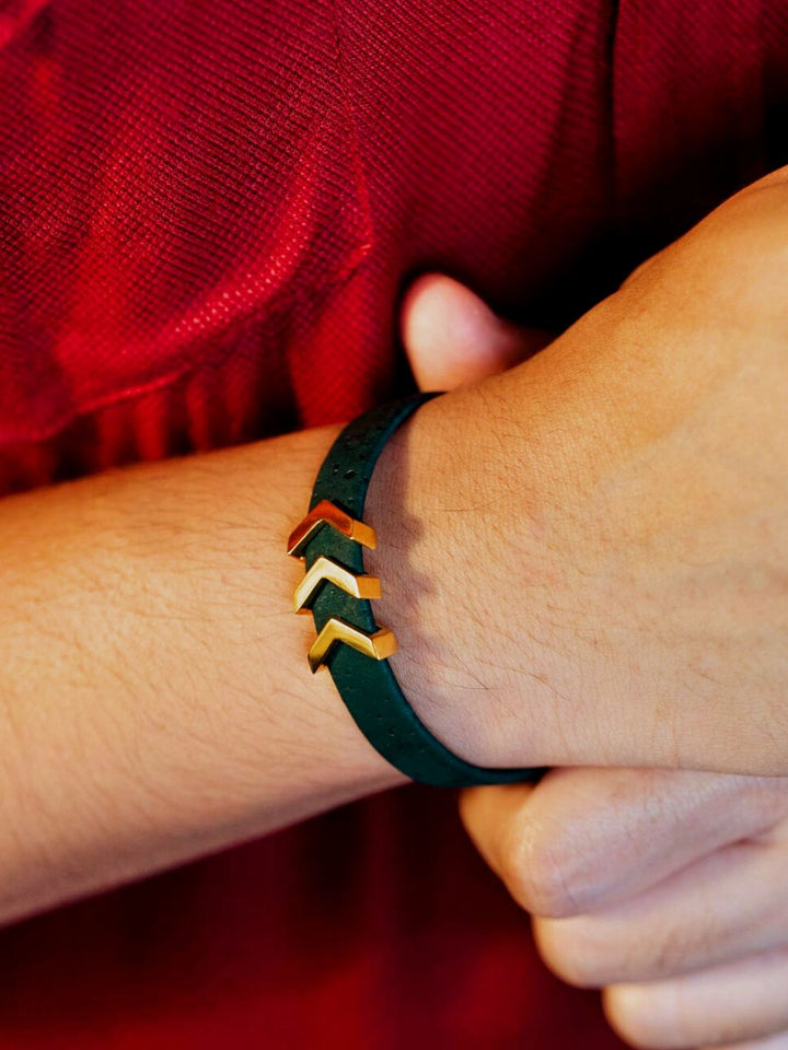 Rise Mens Bracelet in Green and Gold