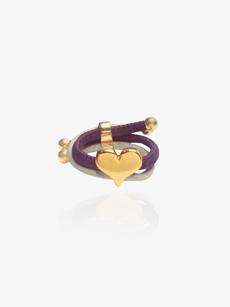Wisteria Ring in Cork and Gold Toned Heart