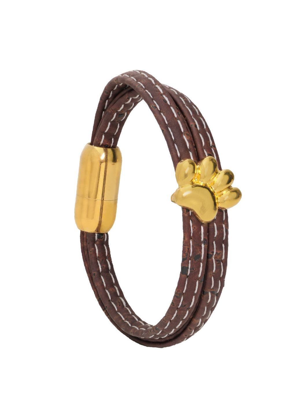 Introducing the FOReT Pugmark Cork Bracelet: sustainable elegance. Crafted from eco-friendly cork, adorned with delicate embroidery, and finished with an 18K gold-plated stainless-steel lock. Effortless wear with a magnetic clasp. A statement of style and sustainability.