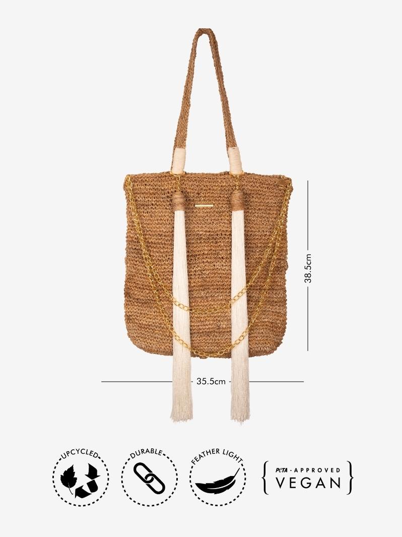 Mystic Cascade: Woven Banana Bark Tote Bag