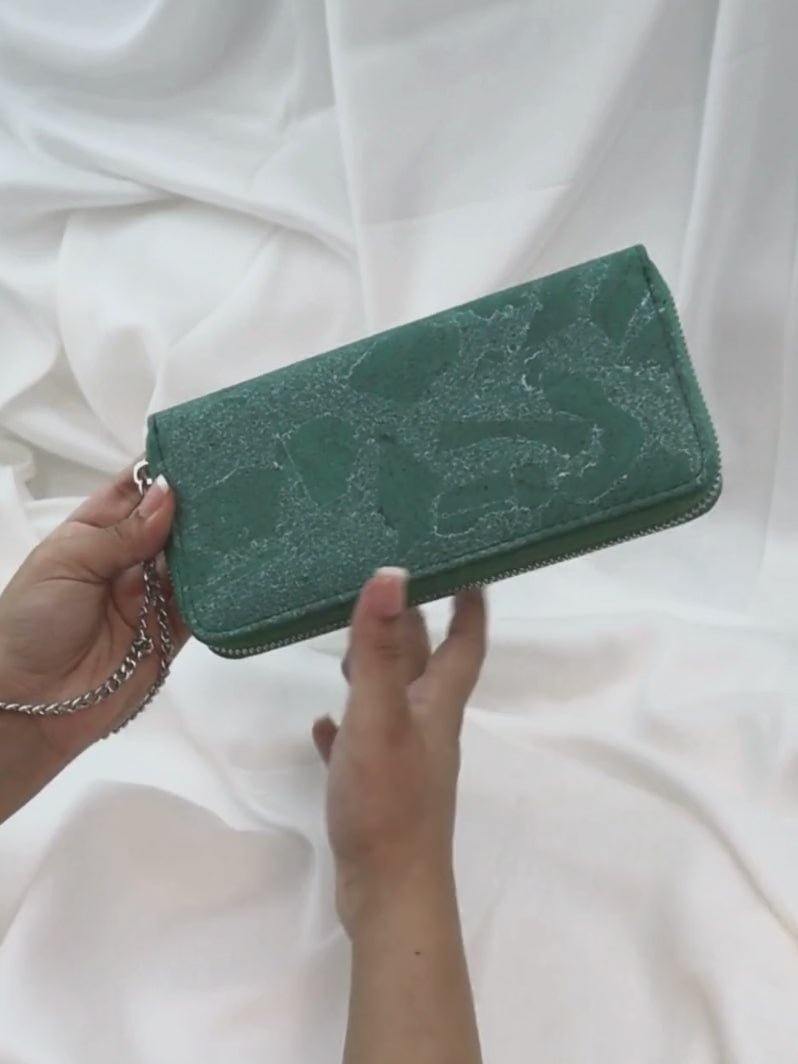 Turquoise Mist Women's Green Cork Wallet Purse