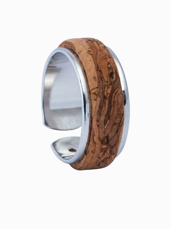 Wood and Cork texture on a Cuff Ring