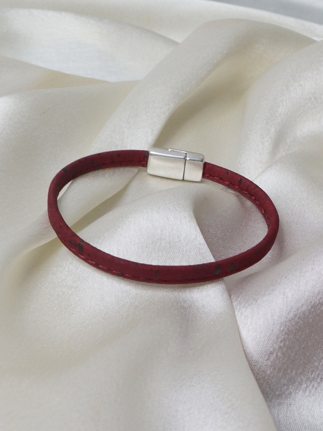 Stellar Linear Cork Wristband in Maroon