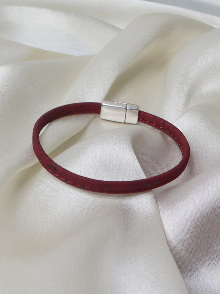 Stellar Linear Cork Wristband in Maroon