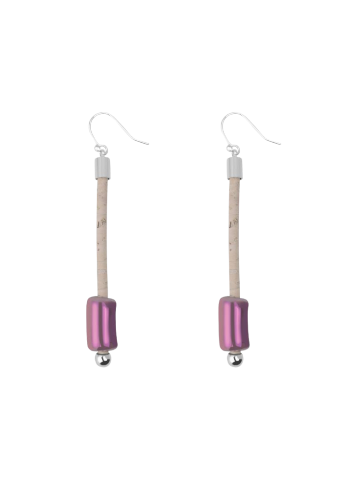 Verbena - Ceramic Lilac earring in silver and white
