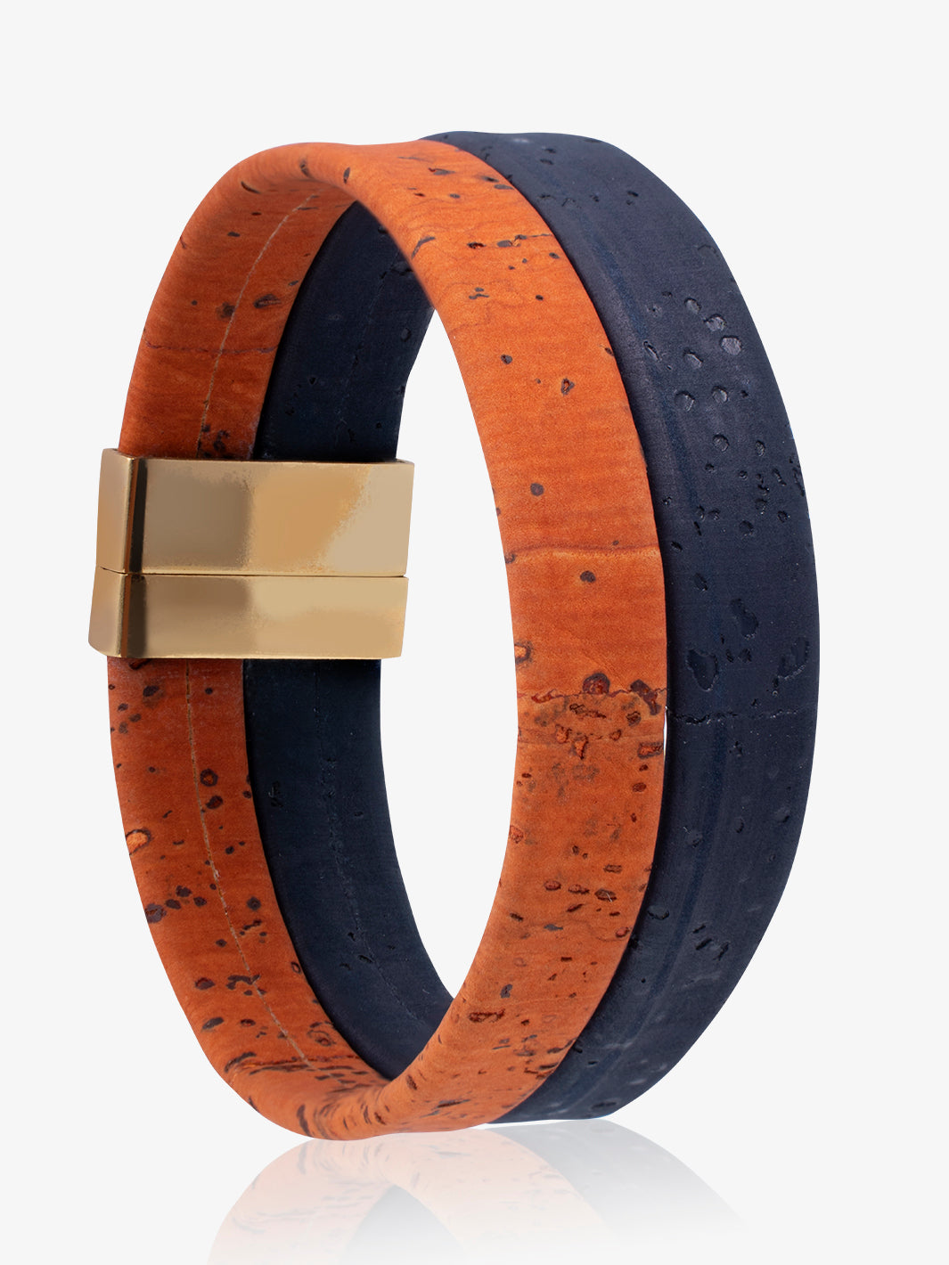 Men's wristband sunset stellar in orange and blue cork band with magnetic clasp
