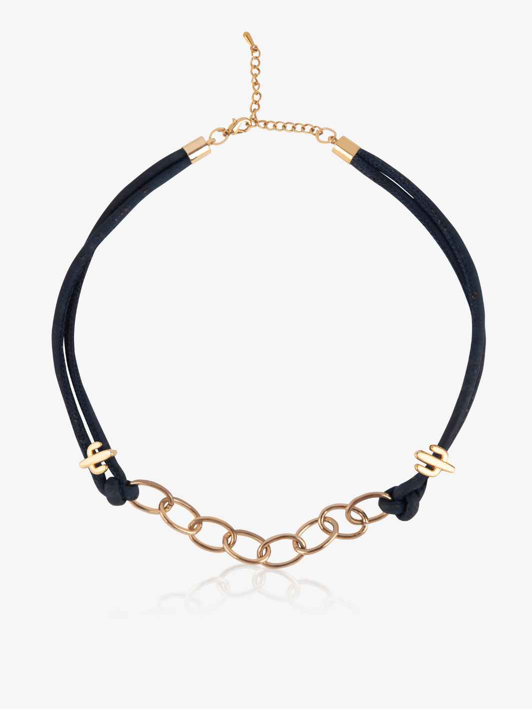 Arizona Bold Gold Necklace in Navy Blue