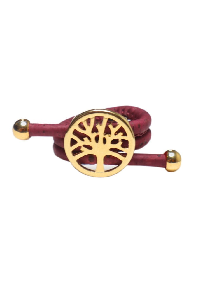 Tree of Life ring in maroon and gold 