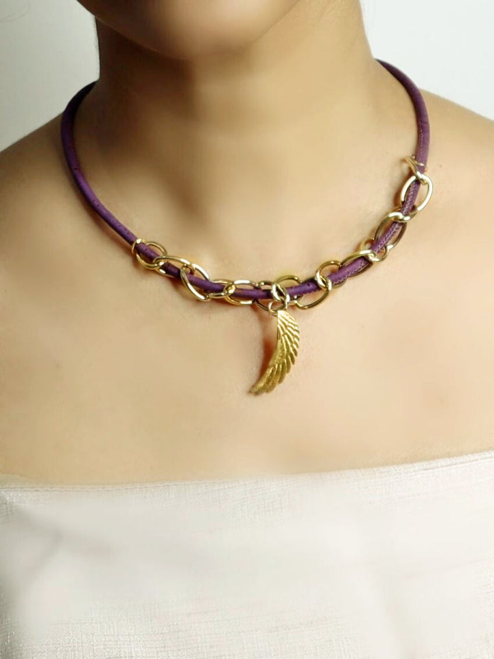 Astra Cork Purple Necklace for women