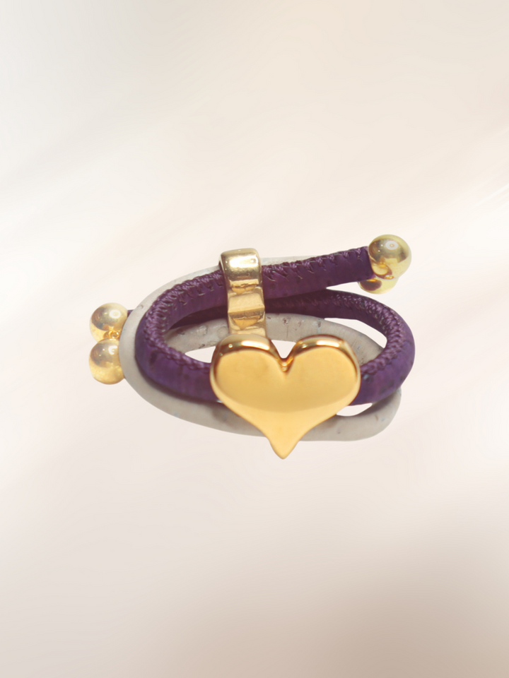 Wisteria Ring in Cork and Gold Toned Heart