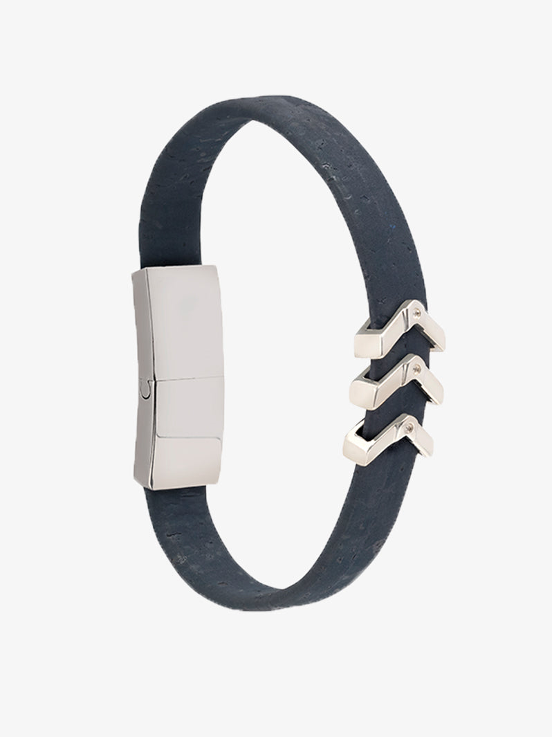 Rise Mens Bracelet in Navy Blue and Silver