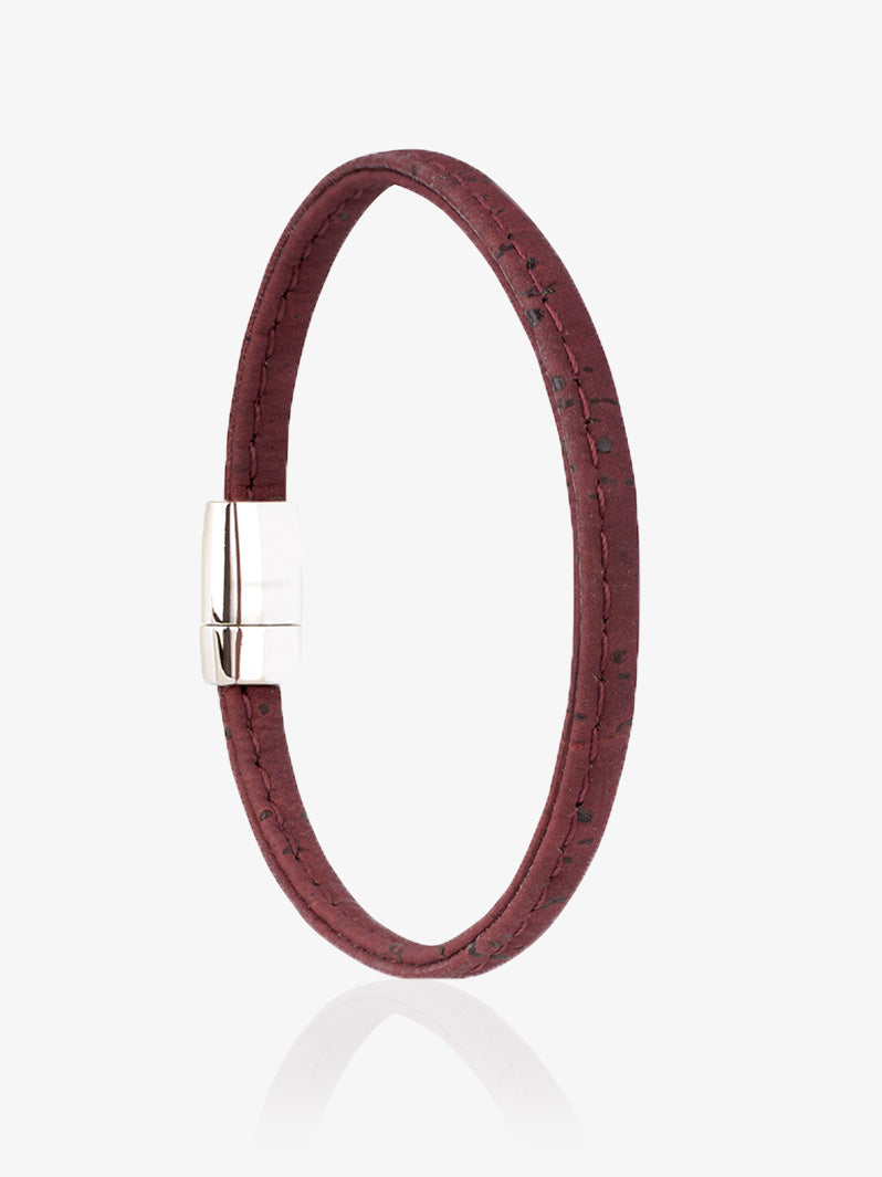 Stellar Linear Cork Wristband in Maroon