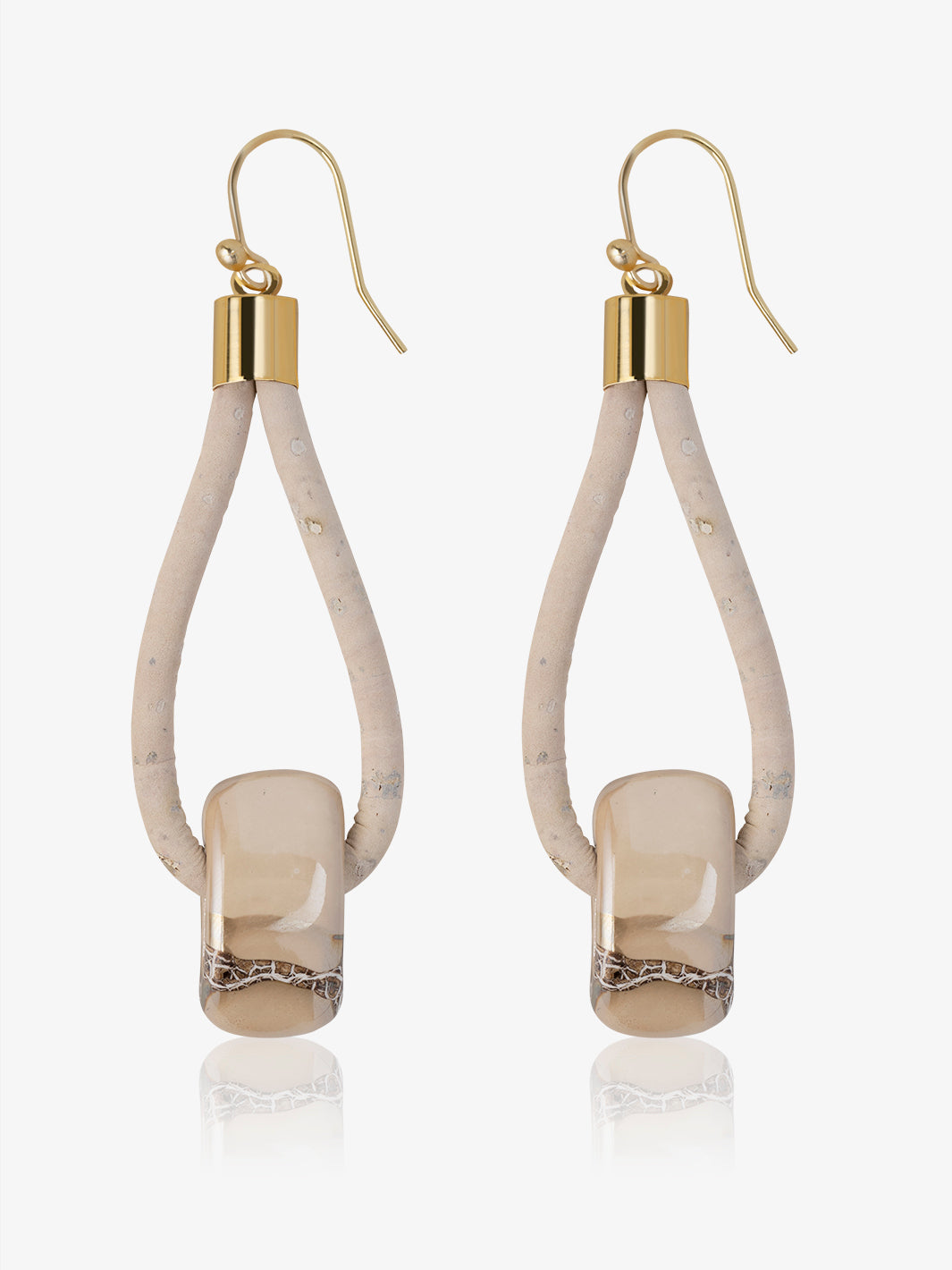 Iced mountain earring in WHite cork cord