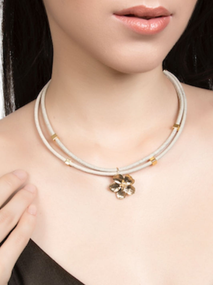 FOReT necklace in white Cork and Gold flower